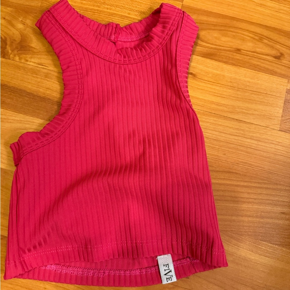 Five Pink Ribbed Sleeveless Top